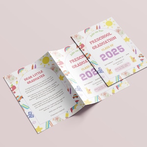 Preschool Graduation Program Template | Editable Pre-k Graduation Ceremony Program |  Graduation Program For Kindergarten