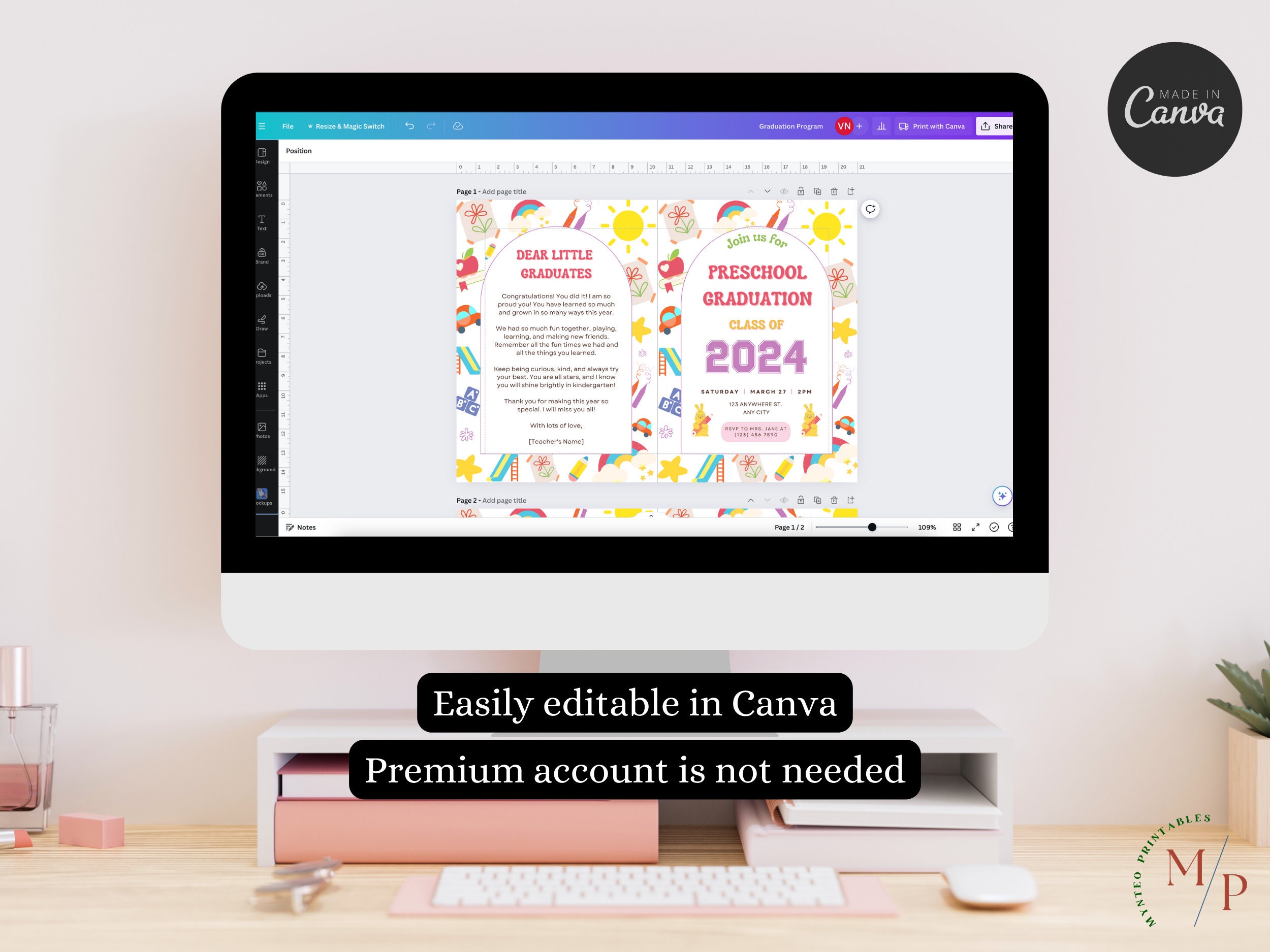 Preschool Graduation Program Template | Editable Pre-k Graduation