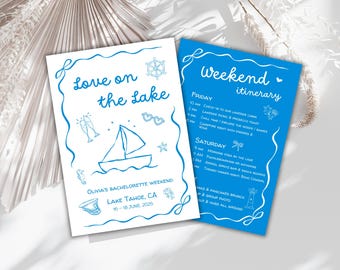 Love on the Lake Bachelorette Invite, Editable Template for Girls Trip, Camp Bach Invitation, Last Toast On The Coast Bachelorette Itinerary