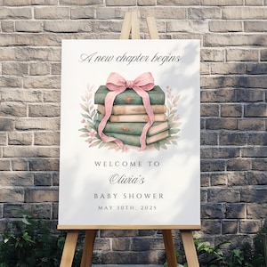 A New Chapter Begins Baby Shower Banner, Personalized Book Theme Baby Shower Decor, Custom Storybook Welcome Sign, Boy Party Decorations