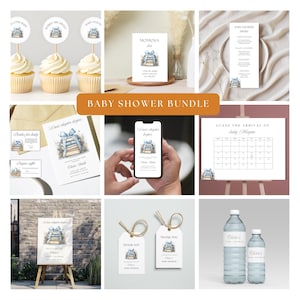 A New Chapter Begins Baby Shower Bundle, Editable Storybook Invitation, Book Themed Baby Shower Decor, New Chapter Begins Boy Baby Shower