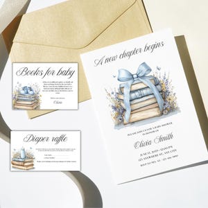 A New Chapter Begins Baby Shower Invitation, Gender Neutral Storybook Baby Shower Bundle, Wildflower Butterfly Themed Party Template