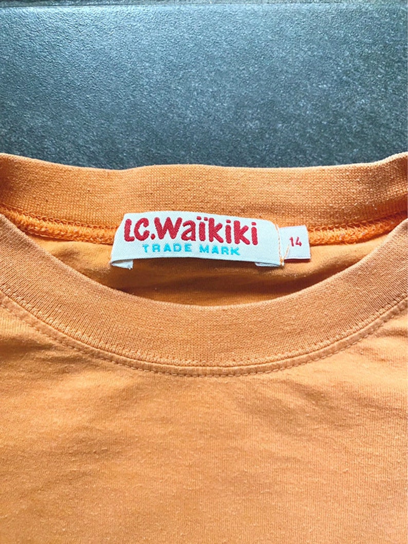 T-shirt LC Waikiki Boomerang Show Master Orange 14Ans Singe Prints Etiquette OG Vintage Rare France 90s image 3