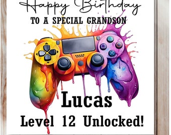 Personalised Gaming Birthday Card Gamer Teenage Son Nephew Brother Grandson