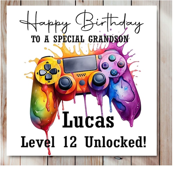 Personalised Gaming Birthday Card Gamer Teenage Son Nephew Brother Grandson