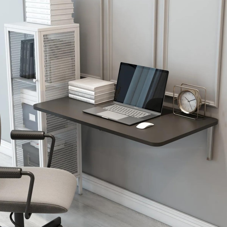 Wall Mounted Wooden Desk, Floating Murphy Table, Narrow Area Portable