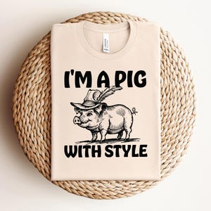 Pig with Feathered Hat PNG SVG, I’m a Pig with Style Digital Download, Fashionable Farm Animal Clipart, Sassy Pig Humor Art, Confident Pig