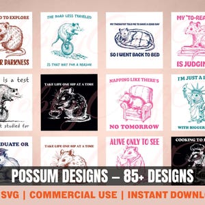 Possum PNG SVG Digital Download Bundle, 85+ Possum Designs, Meme Sublimation PNG for Printing and Cutting, T-Shirt/Mug/Poster Designs
