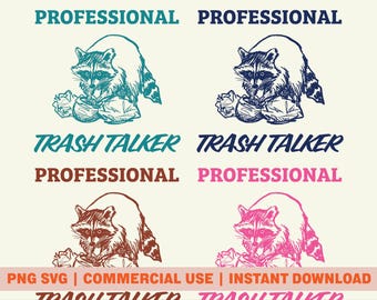 Funny Raccoon PNG SVG Digital Download, Professional Trash Talker Design, Retro Raccoon Meme PNG for Commercial Use, Sublimation Design
