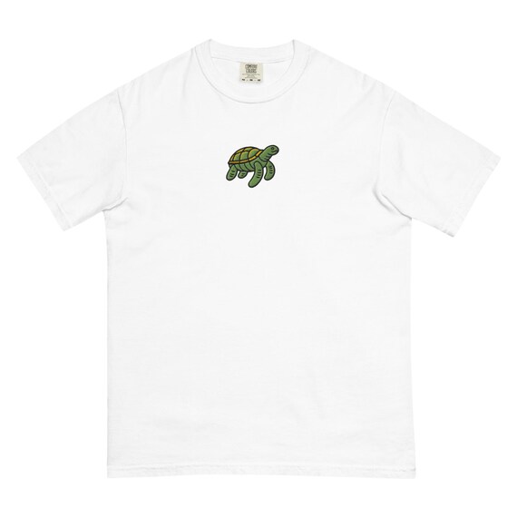 Embroidered Turtle T-shirt, Tortoise Shell Shirt, Cool Turtle Tee