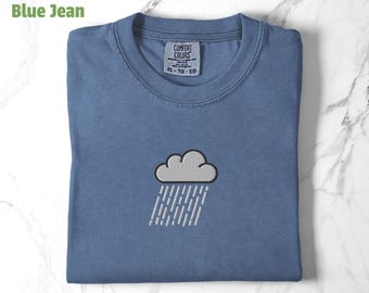 Embroidered Cloud T-Shirt, Comfort Colors Tee, Relatable Mood Shirt, Casual Wear TShirt, Nature Shirt, Cloud Art, Gift for Him, Gift for Her