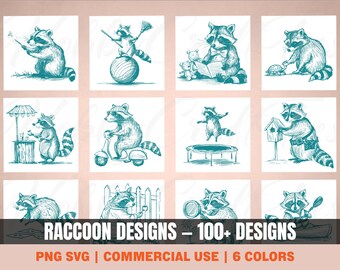 Raccoon PNG SVG Digital Download Bundle, 100+ Raccoon Clipart Designs, Meme Sublimation PNG for Printing, Cutting, T-Shirt/Mug/Print Designs