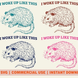 Opossum Funny Sublimation PNG SVG, Relatable Mood Design, Possum Meme T-Shirt/Mug/Poster Digital Download, Line Drawing