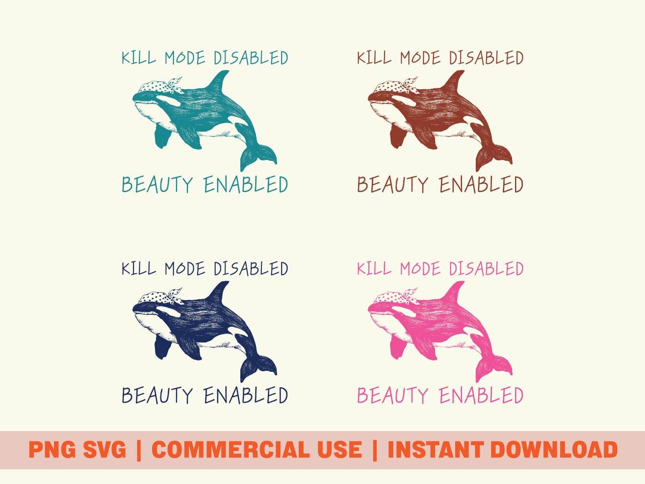 Funny Orca Whale With Ribbon PNG SVG, Retro Animal Illustration ...