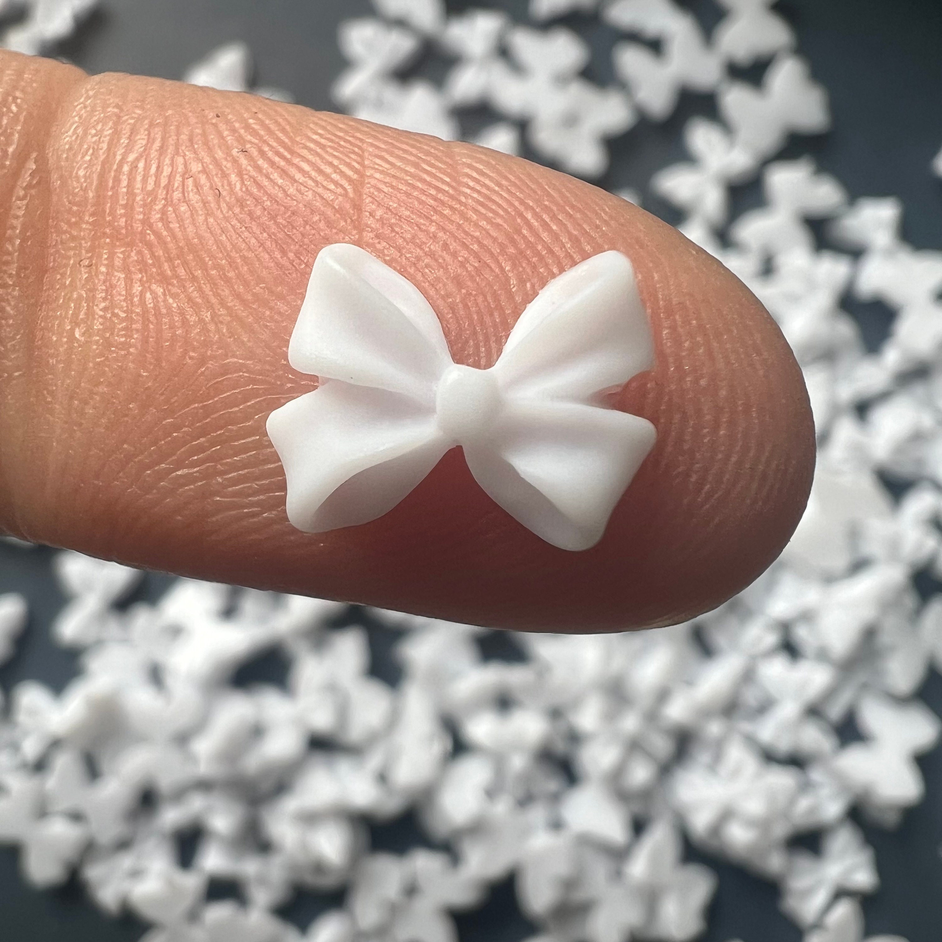 30 White Plastic Bow Charms, Slime Toppers, Scrapbooking Supplies, UK