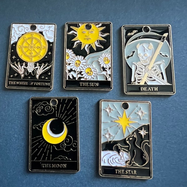 Tarot Card Enamal Charms | Death Card Charm | The Sun Card Charm | Spiritual Charms