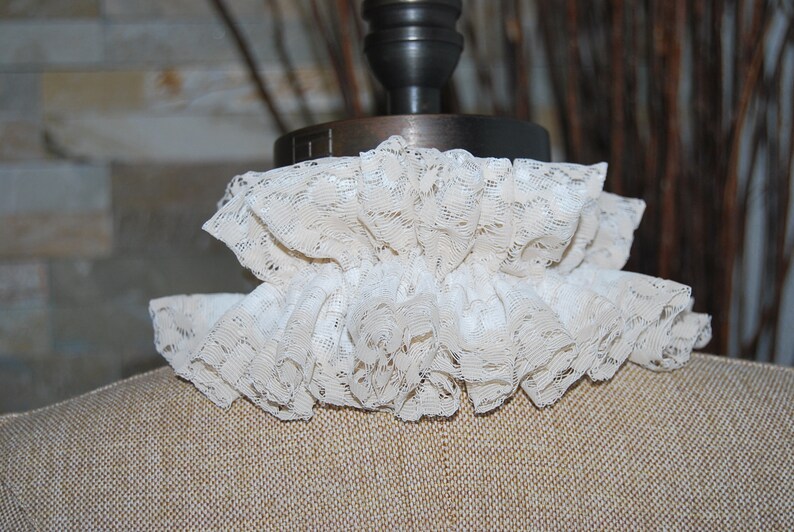 Victorian Style Choker Collar Ruffled Choker Made of Antique Lace Fabric Tan Ruff Neck Piece Fashion Collar Vintage Antique Style image 5