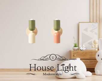 Mid-Century Nordic Chandelier,Inspired Double Wall Lamps,LED Light decor, Modern Unique Lighting,Green base Wall Sconce,Up and Down Lights