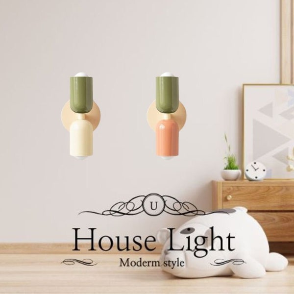 Mid-Century Nordic Chandelier,Inspired Double Wall Lamps,LED Light decor, Modern Unique Lighting,Green base Wall Sconce,Up and Down Lights