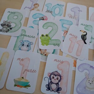 Cartes étapes bébé unisexes, naissance, photos souvenirs bébé, Première année bébé, cadeau grossesse, carte développement enfant, baby,child