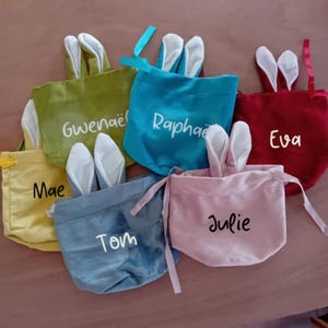 Mini sac d'oeufs de pâques personnalisé en forme de lapin, chasse aux oeufs, sac pour enfant personnalisé, tote bag Pâques, panier de Pâques