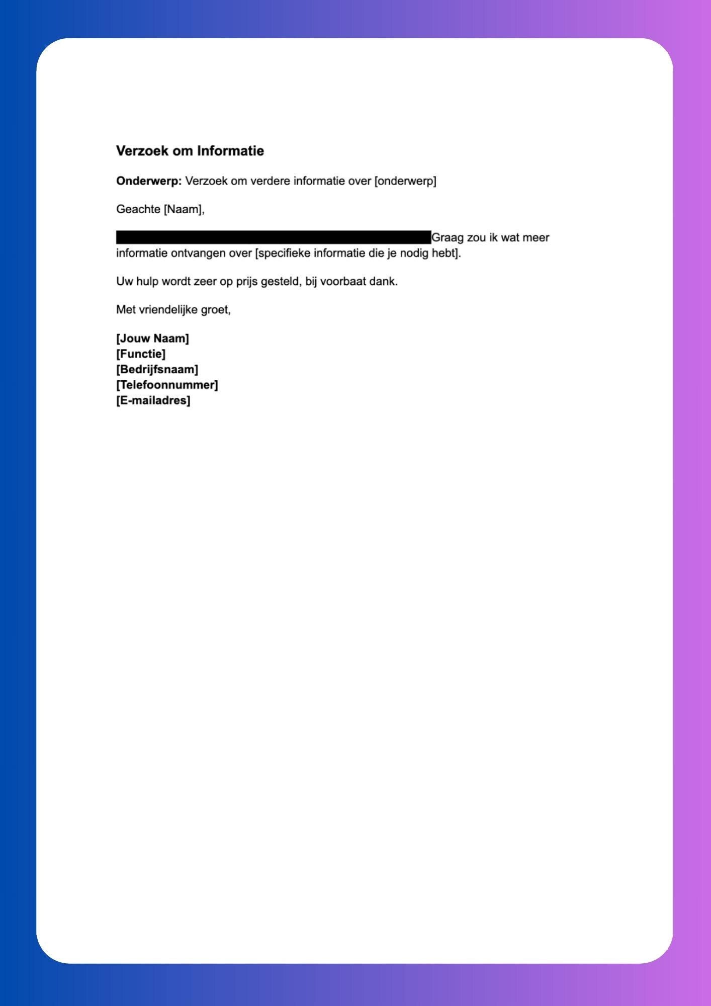 Editable Request for Information Template, Word Template, Professional ...