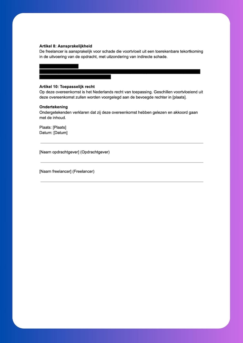 Editable Freelance Contract Dutch, Word Template, Dutch Freelance ...