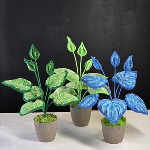 Crochet Potted Plant, Crochet House Plants, Crochet plant, Amigurumi flower, Fake plant, Work desk decor, Artificial plants, Crochet leaf