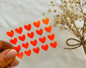 Neon Heart Iron-On Patch Set | Hearts for Ironing On | Iron-On Patches | Textile Appliques | DIY T-Shirt Iron-On Patches | Upcycling