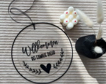 Personalized door sign, personalized wall decoration, door decoration, gift idea, welcome sign acrylic, door wreath, door decoration with name