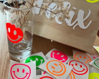 Smiley sticker neon colors | single | vinyl sticker | face sticker craft idea | application for objects | DIY project | DIY glue