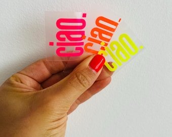 Iron-on statement: Hi. Bye. Neon colors | Iron-on image | Iron-on patches | Textile appliqué | DIY T-shirt | DIY iron-on plotter patch