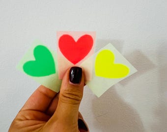 Iron-on Heart Neon Colors Flock Foil | Iron-on Image | Iron-on T-Shirt Patch | Appliqué for Textiles | DIY T-Shirt Iron-on Plotter