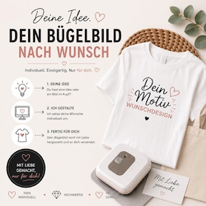 Personalisiertes Bügelbild nach Wunsch | Eigenes Motiv, Logo oder Bild | Individuelle Textilfolie | Wunschdesign für T-Shirt | DIY Upcycling