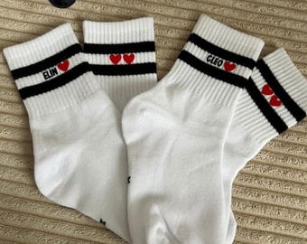 Personalized children's socks with name | Iron-on name transfer | Crew socks | Tennis socks | Gift for birth, pregnancy, or birthday | DIY