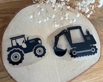Iron-on image tractor, excavator, iron-on image for children various motifs, vinyl film black, iron-on film, iron-on patch, application, patch