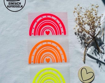 Rainbow Neon Iron-On Patch | Iron-on Image | Iron-on Patch | Textile Appliqué | DIY T-Shirt | DIY Iron-on Plotter Upcycling