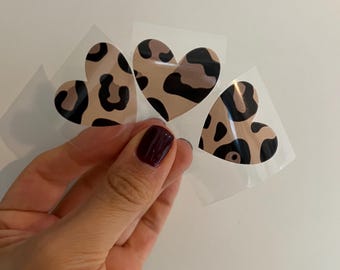 Iron-on Heart Leo Print | Iron-on Animal Print | Iron-on Patches | Textile Applique | DIY T-Shirt | DIY Iron-on Patches