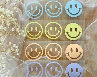 Iron-on Smiley Face in Pastel Colors | Single | Iron-on Image | Iron-on Patch | Textile Appliqué | DIY T-Shirt | DIY Iron-on Plotter Patch