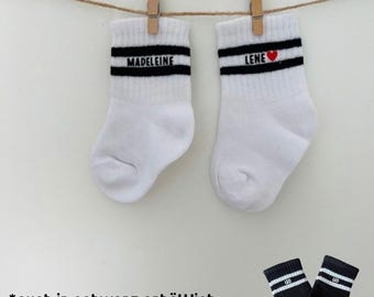 Personalized children's socks with name | Iron-on name transfer | Crew socks | Tennis socks | Gift for birth, pregnancy, or birthday | DIY