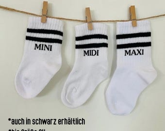 Children's socks, siblings, mini and maxi sizes | Personalized children's socks | Pregnancy announcement gift, birth gift, pregnancy