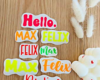 Name stickers | Personalized stickers with your desired name | Self-adhesive stickers | Custom lettering | DIY vinyl sticker application