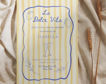 Invitación a La Dolce Vita: Plantilla de Canva para cena italiana y despedida de soltera