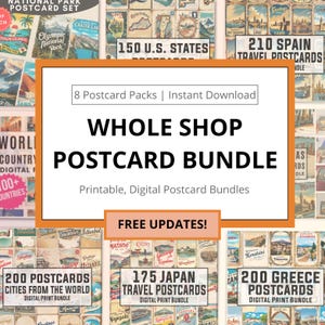 Travel Postcard MEGA Bundle: 1000+ Vintage World & US Designs (300DPI Digital Download