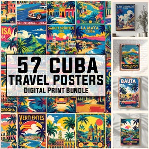 57 Kuba Vintage Reiseplakate, Wandkunst, Vintage Plakat, Souvenir, Kuba Drucke, Plakatbündel, kubanisches Plakat, digitaler Download Druck, 300DPI