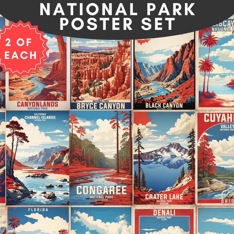 63 US National Parks (two Versions of Each) Vintage Travel Posters ...