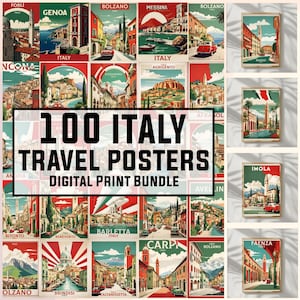 100 Italien Vintage Reiseplakate, Wandkunst, Vintage Plakat, italienisches Souvenir, Italien Drucke, Plakatsatz, digitaler Download Druck, 300DPI