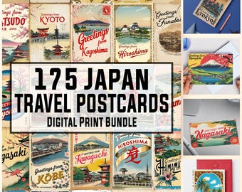 175枚の日本旅行ポストカードセット、デジタルスクラップブックポスト 
