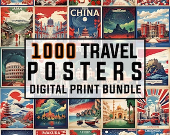ULTRA PACK of 1000 Travel Vintage City Posters, World Travel Prints, Digital Art, Cities, Wall Art, Souvenir, Prints, Digital Prints, 300DPI