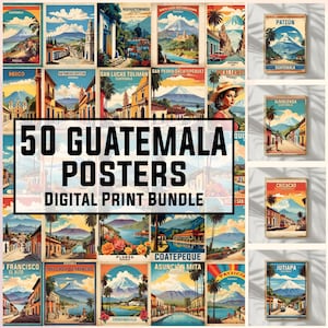 50 Guatemala Vintage Travel Posters, Wall Art, Vintage Poster, Guatemala Souvenir, Guatemala Prints, bundle, Digital Download Print, 300DPI